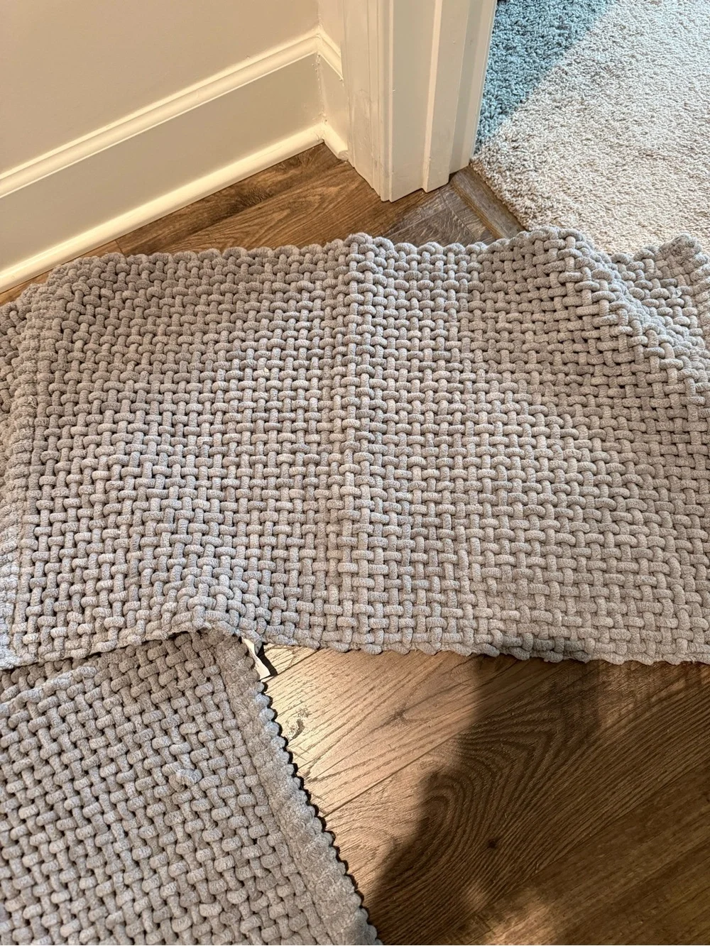 Plush Chunky Knit Bath Rug Set - Gray